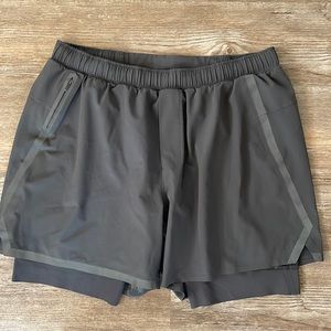 Mens Lululemon gray running shorts with liner. No smoke. Size XL